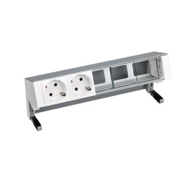 Блок розеточный настольный 2х2P+E 3 пустых мод. алюм. Simon 400 42502000-133