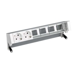 Блок розеточный настольный 2х2P+E 4 пустых мод. алюм. Simon 400 42602000-133