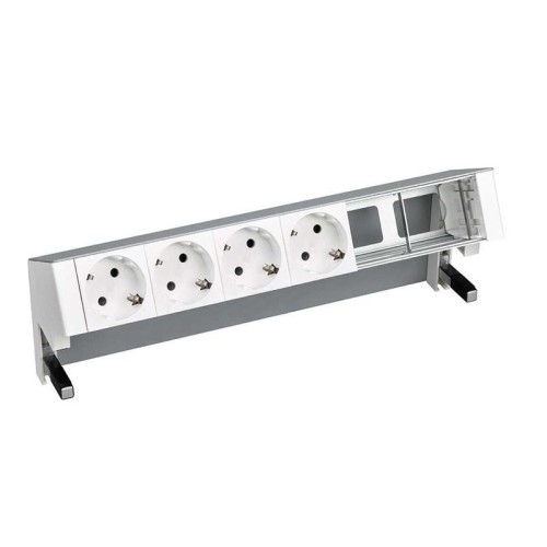 Блок розеточный настольный 4х2P+E 2 пустых мод. алюм. Simon 400 42604000-133