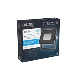 Прожектор светодиодный Qplus 10Вт 6500К IP65 1000лм 200-240В ДО черн. GAUSS 613511310