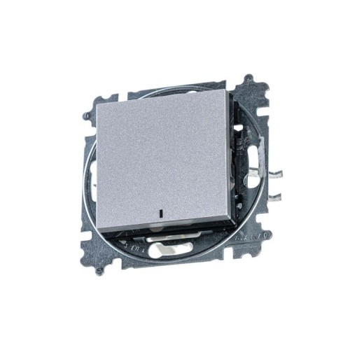 Выключатель 1-кл. СП Levit IP20 с подсветкой серебр./дым. черн. ABB 2CHH590146A6070