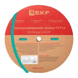 Трубка термоусадочная ТУТ нг 20/10 зел. (уп.100м) EKF tut-20-j