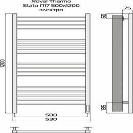 Полотенцесушитель Stato white П11 500х800 электро встроен. диммер Royal Thermo НС-1433967