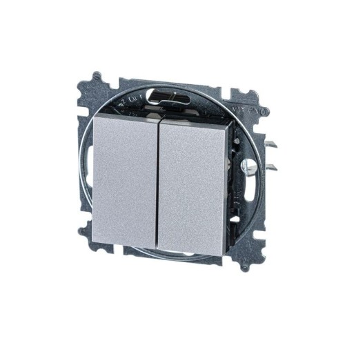 Переключатель 2-кл. СП Levit IP20 серебр./дым. черн. ABB 2CHH595245A6070