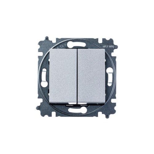 Переключатель 2-кл. СП Levit IP20 серебр./дым. черн. ABB 2CHH595245A6070
