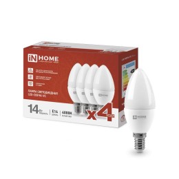 Лампа светодиодная LED-СВЕЧА-VC 4PACK 14Вт свеча 4000К нейтр. бел. E14 1330лм 230В (уп.4шт) IN HOME
