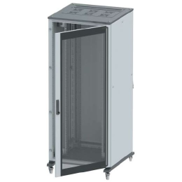 Шкаф напольный 24U Ш600хГ600 передняя дверь стекло; задняя глухая дверь; крыша укомплектована вводом