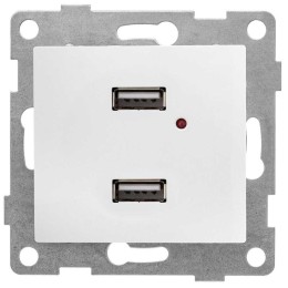 Розетка USB 2-м СП Bravo механизм бел. матов. GUSI С10USB2-041