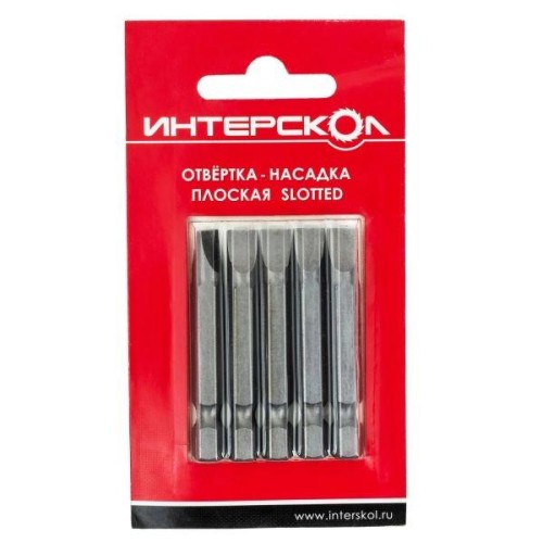 Бита плоская "Slotted" SL 6.5х1.2 50мм (уп.5шт) ИНТЕРСКОЛ 2042405000650