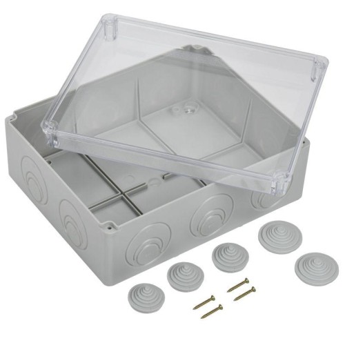 Коробка распаячная ОП 240х195х90 IP44 КМ41275 прозр. крыш. IEK UKO10-240-195-090-K51-44