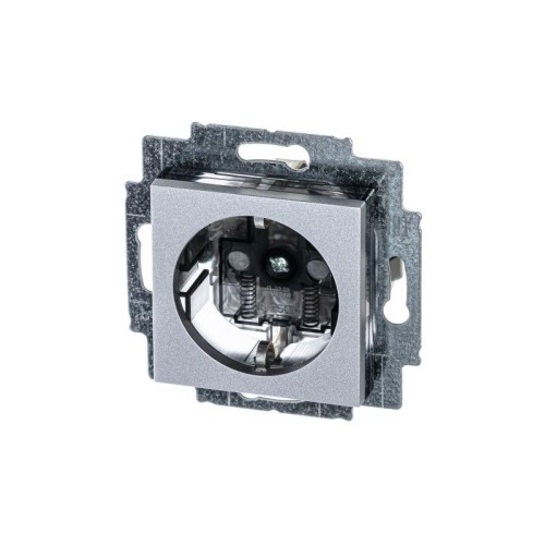 Розетка Levit с заземл. с защ. шторками 16А серебр./дым. черн. ABB 2CHH203457A6070