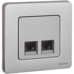 Розетка компьютерная 2-м Inspiria RJ45 кат.6 UTP механизм алюм. Leg 673842