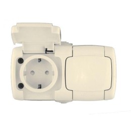 Розетка 2-м ОП Рондо 16А IP44 250В с заземл. защ. шторки сл. кость SchE RA16-227B-SI