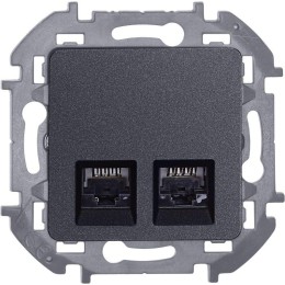 Розетка компьютерная 2-м Inspiria RJ45 кат.6 UTP механизм антрацит Leg 673843