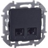 Розетка компьютерная 2-м Inspiria RJ45 кат.6 UTP механизм антрацит Leg 673843