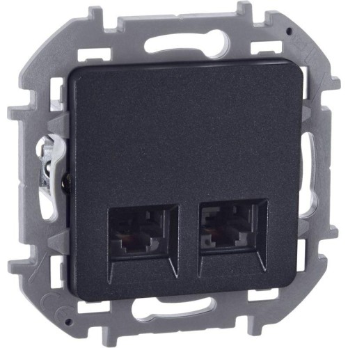 Розетка компьютерная 2-м Inspiria RJ45 кат.6 UTP механизм антрацит Leg 673843