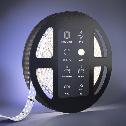Лента светодиодная 24В 2835 27Вт/м 4000К IP20 (уп.5м) Maytoni 201115