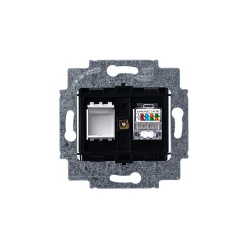 Розетка компьютерная Levit RJ45 кат.5E с заглушкой антрацит ABB 2CHH295117A6063