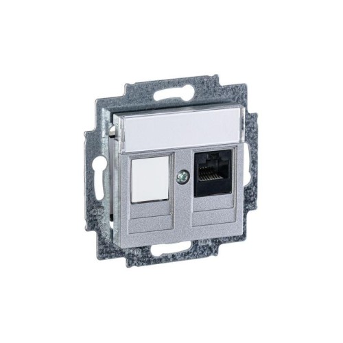 Розетка компьютерная Levit RJ45 кат.5E с заглушкой серебр. ABB 2CHH295117A6070