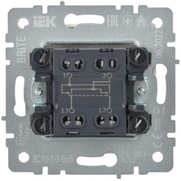 Выключатель перекрестный 1-кл. СП BRITE 10А ВС10-1-3-БрБ механизм бел. IEK BR-V13-0-10-K01