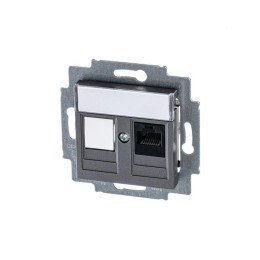 Розетка компьютерная Levit RJ45 кат.5E с заглушкой сталь ABB 2CHH295117A6069