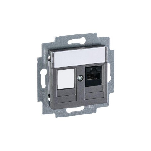 Розетка компьютерная Levit RJ45 кат.5E с заглушкой сталь ABB 2CHH295117A6069
