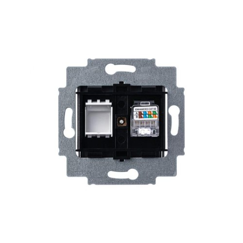 Розетка компьютерная Levit RJ45 кат.5E с заглушкой сталь ABB 2CHH295117A6069