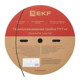 Трубка термоусадочная ТУТ нг 6/3 черн. (уп.100м) EKF tut-6-b