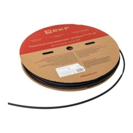Трубка термоусадочная ТУТ нг 6/3 черн. (уп.100м) EKF tut-6-b