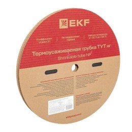 Трубка термоусадочная ТУТ нг 8/4 черн. (уп.100м) EKF tut-8-b