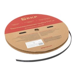 Трубка термоусадочная ТУТ нг 8/4 черн. (уп.100м) EKF tut-8-b