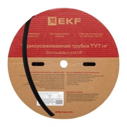 Трубка термоусадочная ТУТ нг 10/5 черн. (уп.100м) EKF tut-10-b