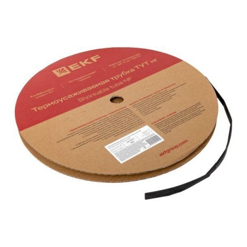 Трубка термоусадочная ТУТ нг 10/5 черн. (уп.100м) EKF tut-10-b