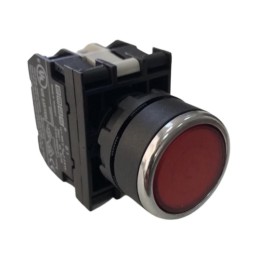 Кнопка с фиксацией подсветкой-светодиод B162FК (1НО+1НЗ) красн. EMAS B162FK