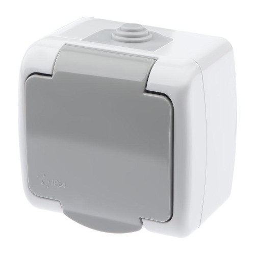 Розетка ОП 16А 250В 2P+E Schuko IP54 с заземл. сер. Atlantic 5-201-03 Intro Б0050945