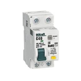 Выключатель автоматический дифференциального тока (АВДТ) 1P+N C 40А 100мА AC ДИФ-103 6кА DEKraft 163