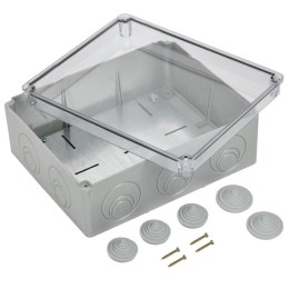 Коробка распаячная ОП 240х195х90 IP55 КМ41346 прозр. крыш. монт. плата IEK UKO10-240-195-090-K53-55