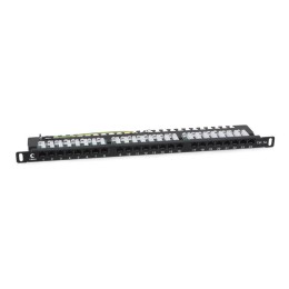 Патч-панель 19дюйм 0.5U 24 порта RJ45 кат.5E Dual IDC 90град. высокой плотности с задн. кабельн. орг