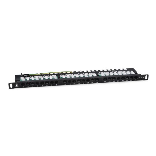 Патч-панель 19дюйм 0.5U 24 порта RJ45 кат.6 Dual IDC 90град. высокой плотности с задн. кабельн. орга