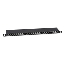 Патч-панель 19дюйм 0.5U 24 порта RJ45 кат.6 полностью экранир. Dual IDC высокой плотности Cabeus 965