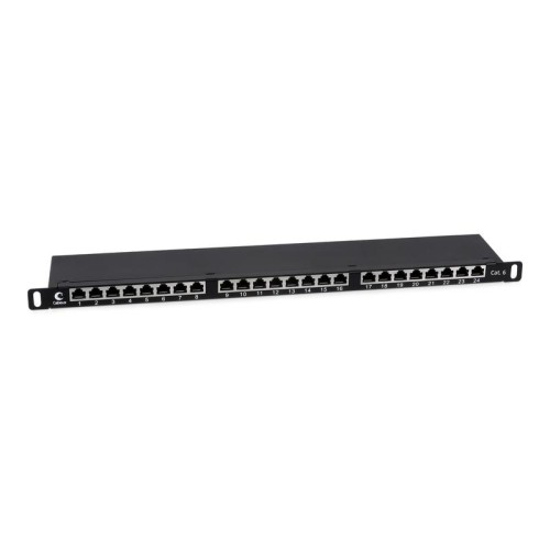 Патч-панель 19дюйм 0.5U 24 порта RJ45 кат.6 полностью экранир. Dual IDC высокой плотности Cabeus 965