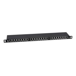 Патч-панель 19дюйм 0.5U 24 порта RJ45 кат.6а полностью экранир. Dual IDC высокой плотности Cabeus 96