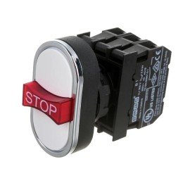 Кнопка тройная с аварийной кнопкой "STOP" бел. EMAS B121B30BB