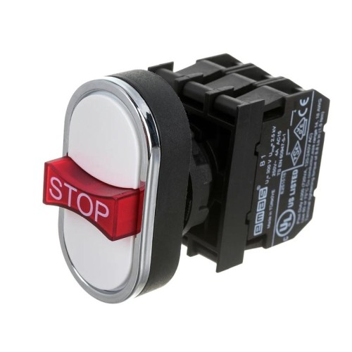 Кнопка тройная с аварийной кнопкой "STOP" бел. EMAS B121B30BB
