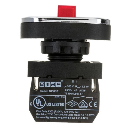 Кнопка тройная с аварийной кнопкой "STOP" бел. EMAS B121B30BB