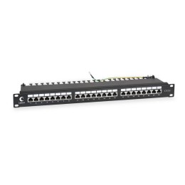 Патч-панель 19дюйм 1U 24 порта RJ45 кат.6 полностью экранир. с задн. кабельн. организатором Cabeus 7