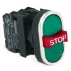 Кнопка тройная с аварийной кнопкой "STOP" зел. EMAS B121B30YY