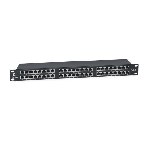Патч-панель 19дюйм 1U 48 портов RJ45 кат.6 полностью экранир. Dual IDC высокой плотности Cabeus 8891
