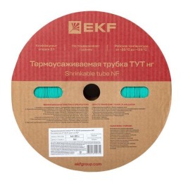Трубка термоусадочная ТУТ нг 30/15 зел. (уп.50м) EKF tut-30-j