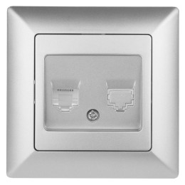 Розетка телефонная СП Solo 4-302-03 RJ11 алюм. Intro Б0043377
